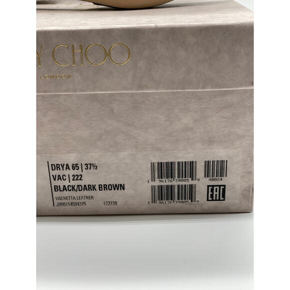 Jimmy Choo Drya 65 Black & Dark Brown Leather Sandals sz. 38.5 EU - Picture 13 of 14